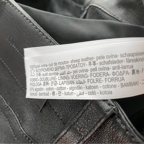 Leather Massimo Dutti Black Moto Pants Women’s 100% Sheep Leather - Picture 7 of 12